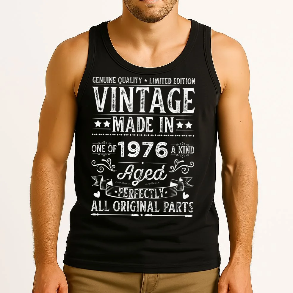 Vintage Made In Custom Year Birthday Gift Aged Perfectly, Personalized Tank Top - Front 2