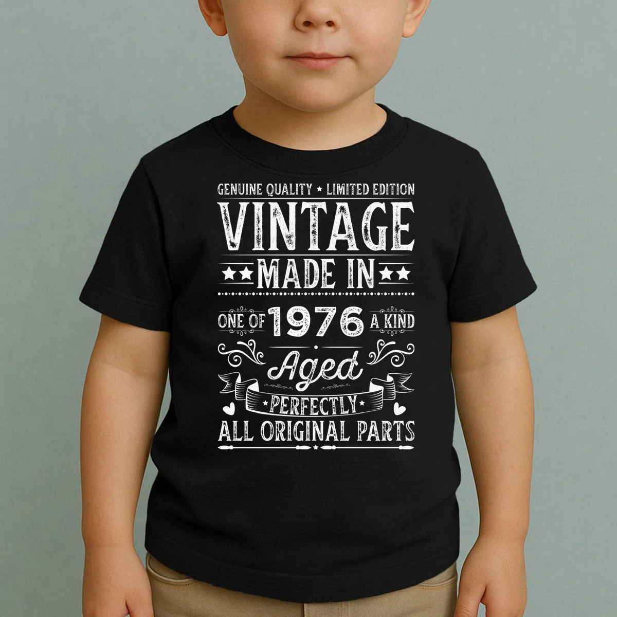 Vintage Made In Custom Year Birthday Gift Aged Perfectly, Personalized Toddler T-Shirt - Front 1