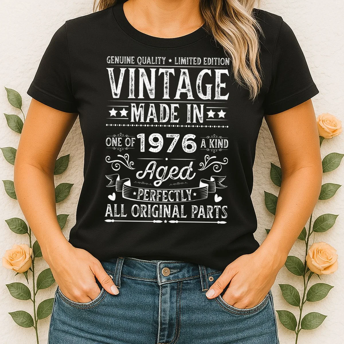 Vintage Made In Custom Year Birthday Gift Aged Perfectly, Personalized Women's T-Shirt - Front 1