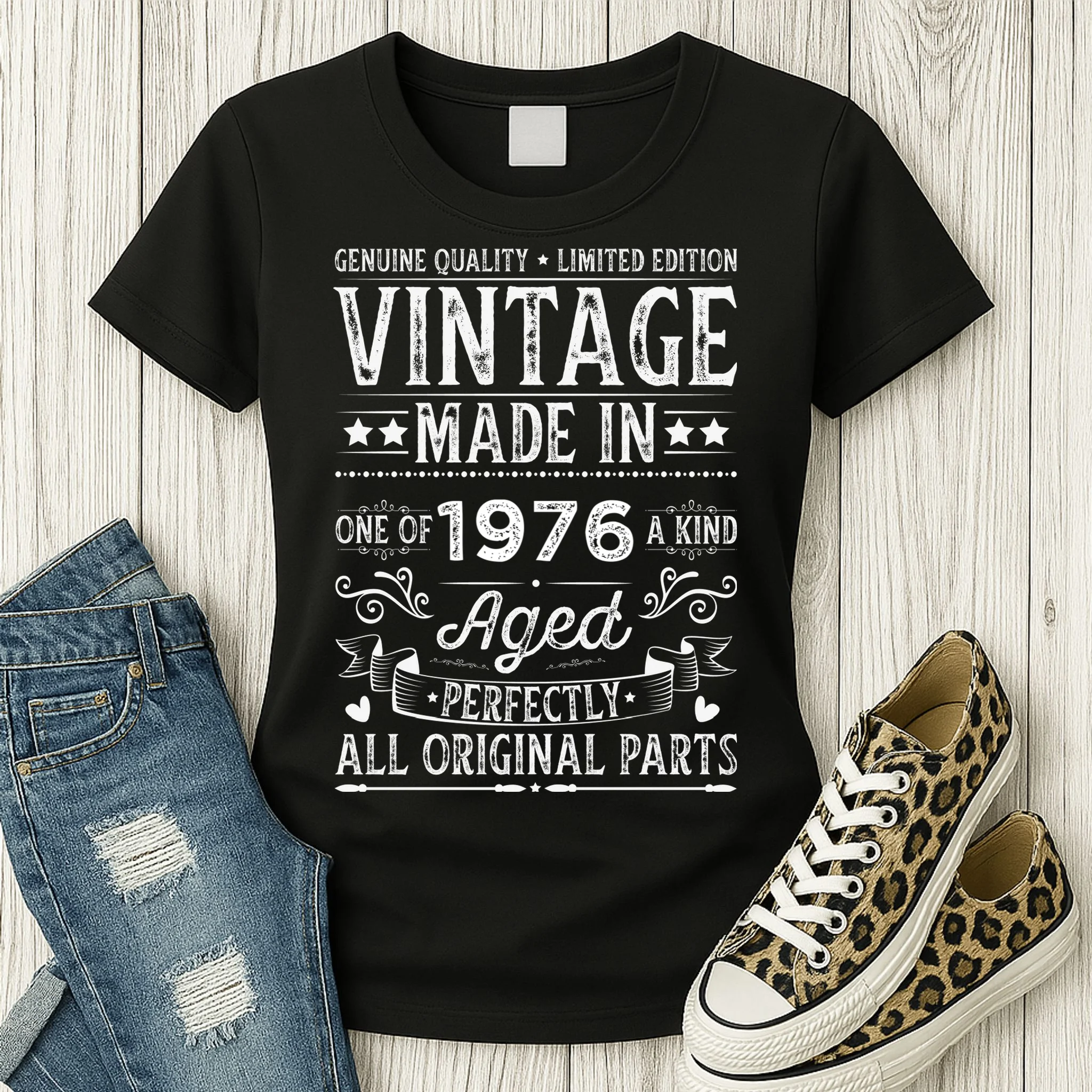 Vintage Made In Custom Year Birthday Gift Aged Perfectly, Personalized Women's T-Shirt - Front 2