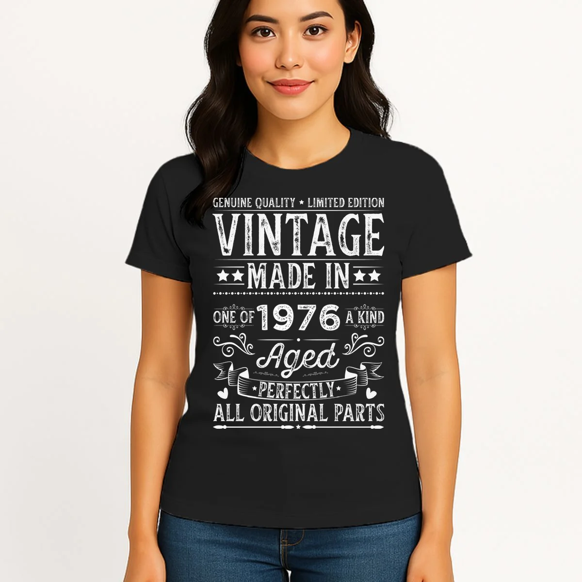 Vintage Made In Custom Year Birthday Gift Aged Perfectly, Personalized Women's T-Shirt - Front 3