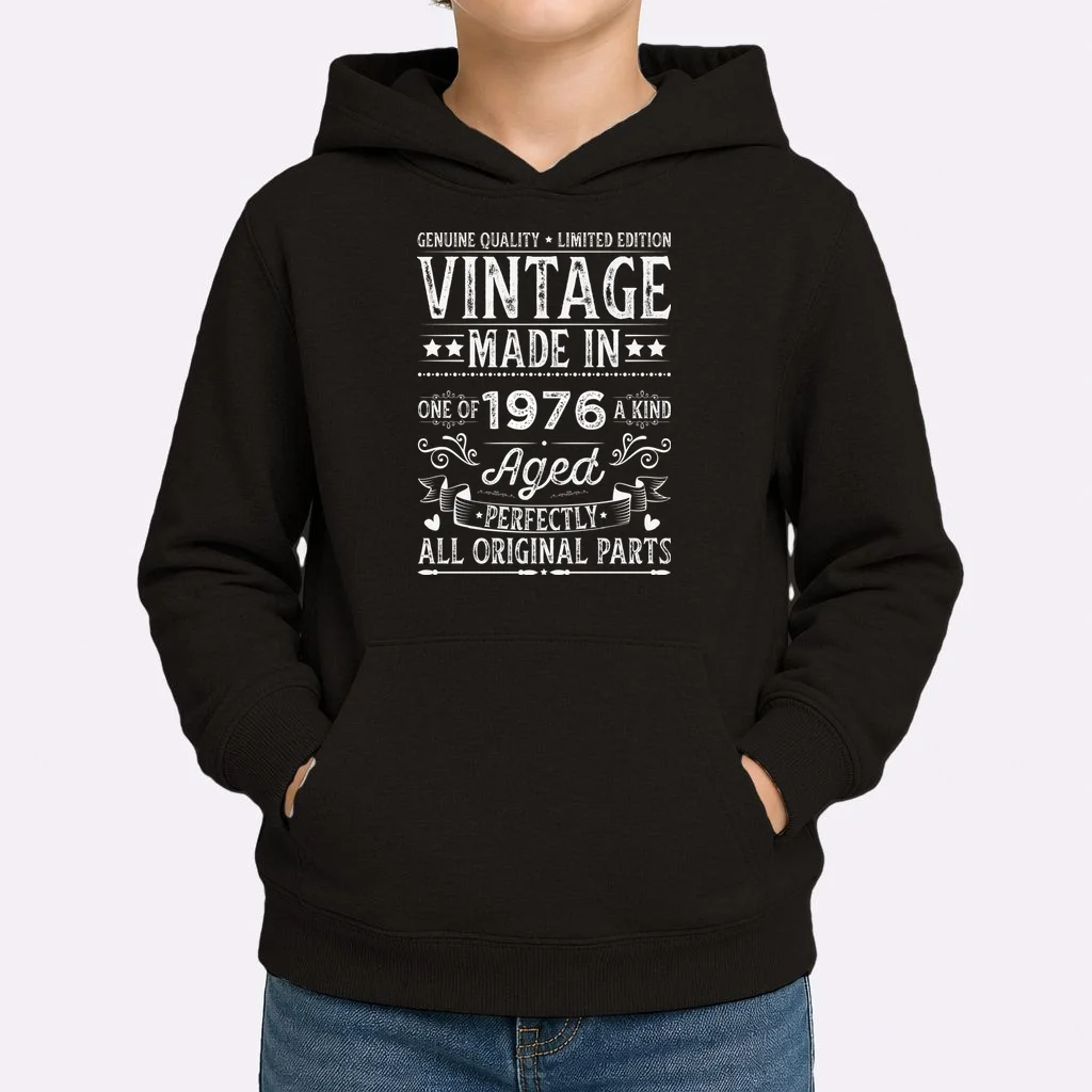 Vintage Made In Custom Year Birthday Gift Aged Perfectly, Personalized Kids Hoodie - Front 1