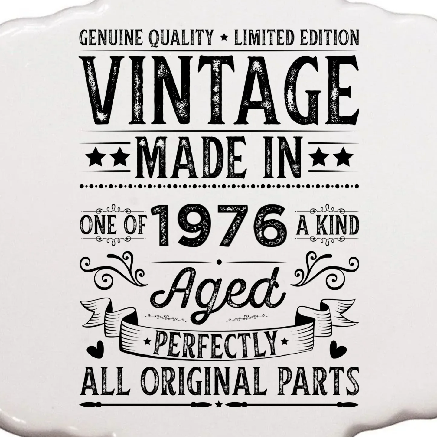 Vintage Made In Custom Year Birthday Gift Aged Perfectly, Personalized Ornament - Front - Close-up