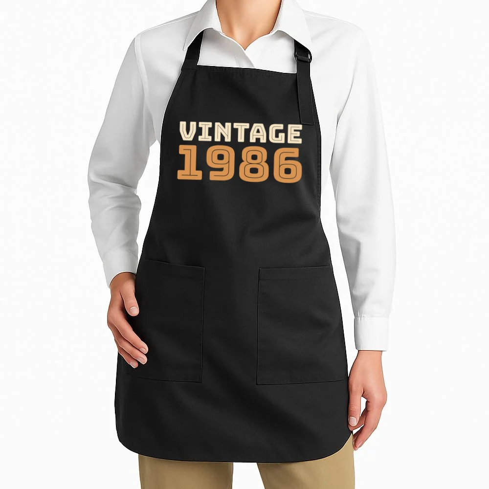 VINTAGE Retro Birthday Year Customizable Apron - Front 1