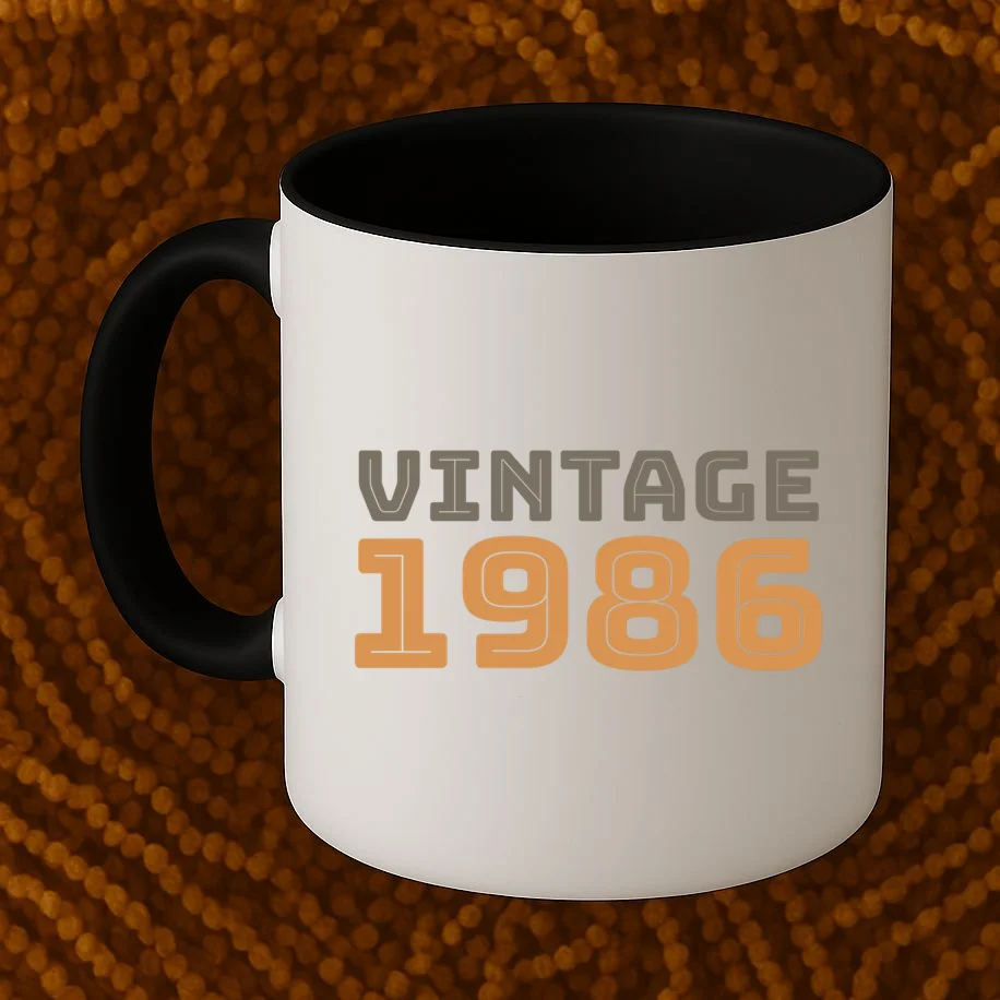VINTAGE Retro Birthday Year Customizable Mug - Front 1