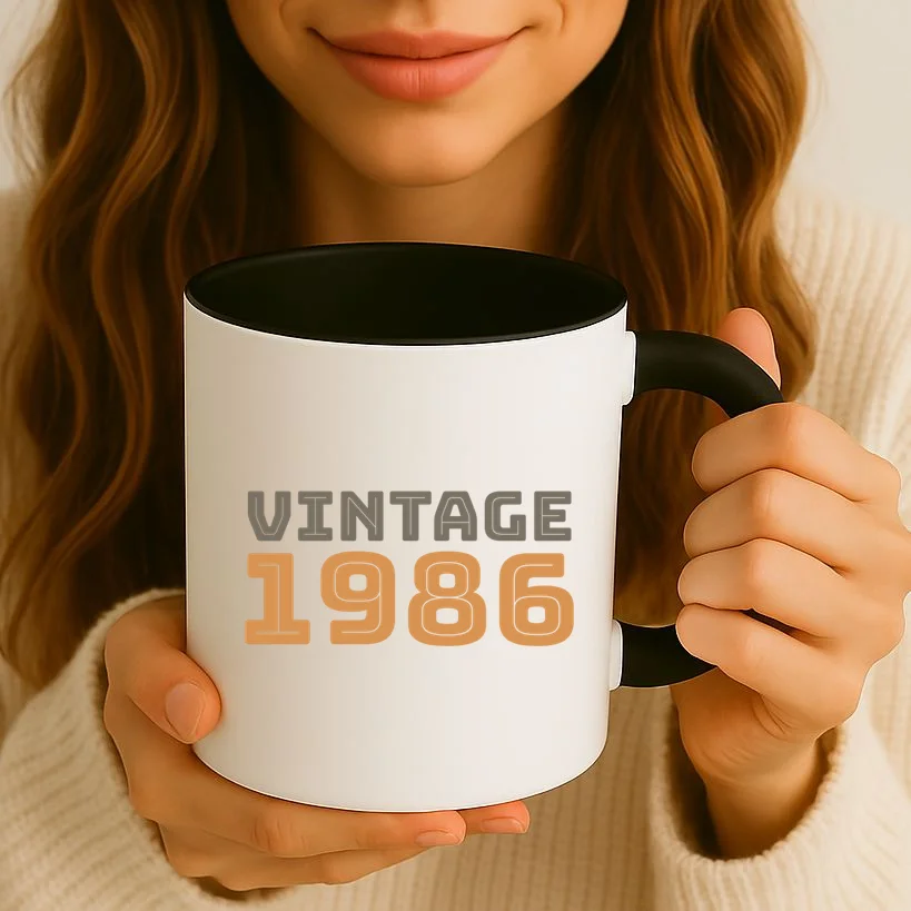 VINTAGE Retro Birthday Year Customizable Mug - Front 2