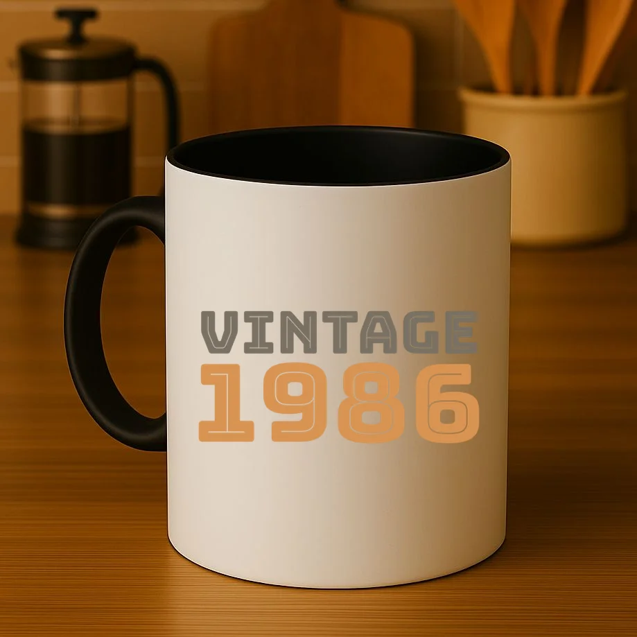 VINTAGE Retro Birthday Year Customizable Mug - Front 3