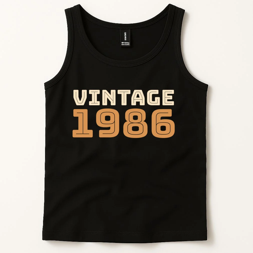 VINTAGE Retro Birthday Year Customizable Men's Tank Top - Front 1
