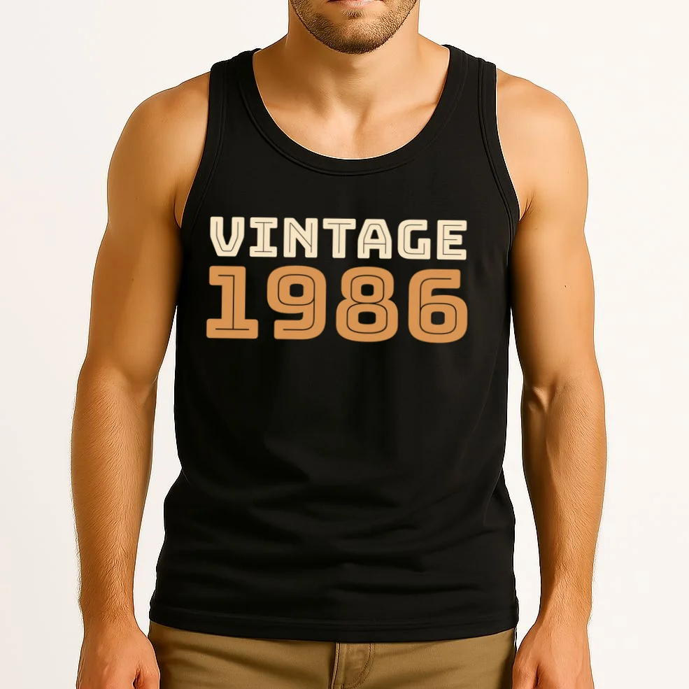 VINTAGE Retro Birthday Year Customizable Men's Tank Top - Front 2