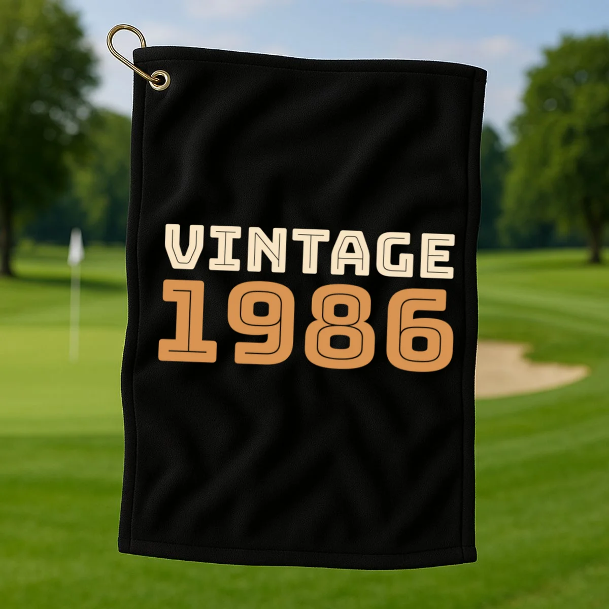 VINTAGE Retro Birthday Year Customizable Golf Towel - Front 1