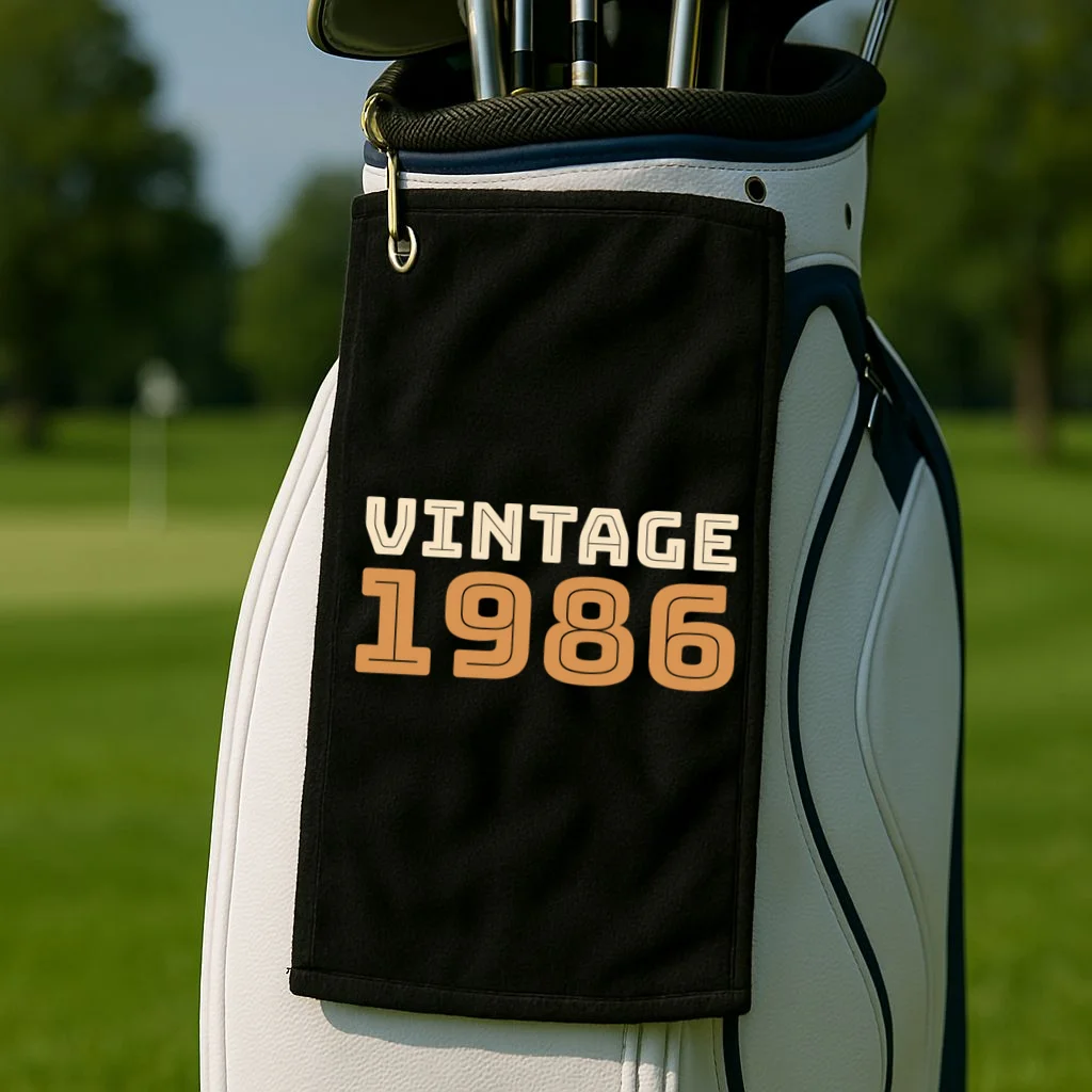 VINTAGE Retro Birthday Year Customizable Golf Towel - Front 2