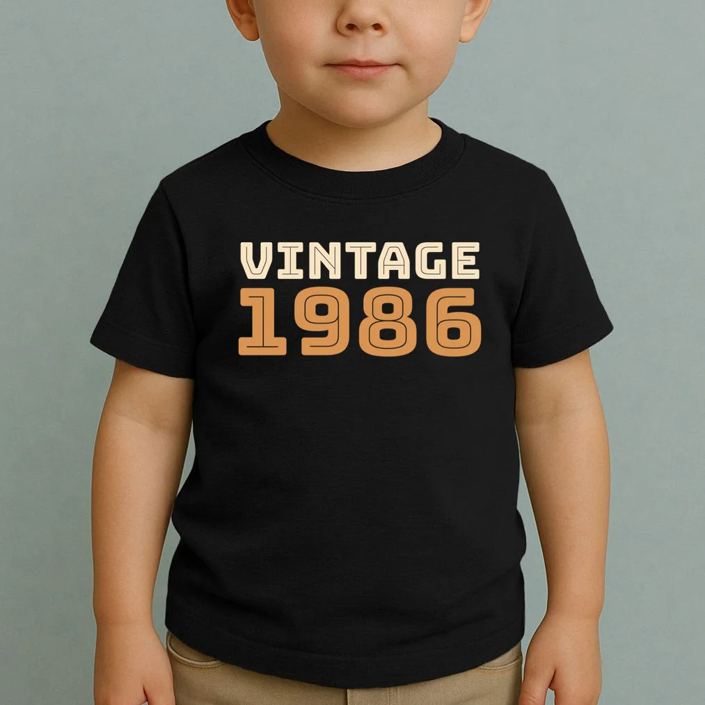 VINTAGE Retro Birthday Year Customizable Toddler T-Shirt - Front 1