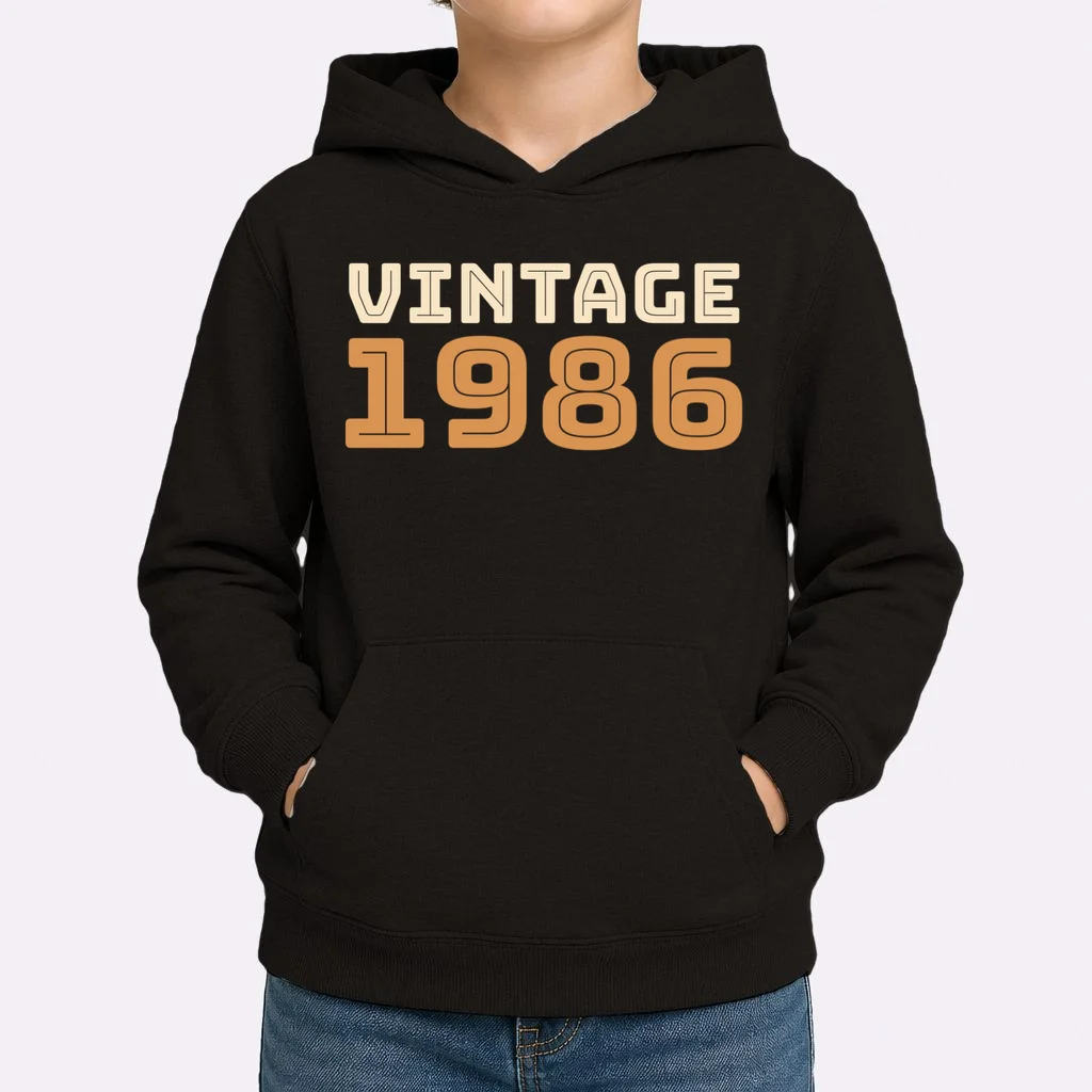 VINTAGE Retro Birthday Year Customizable Kids Hoodie - Front 1