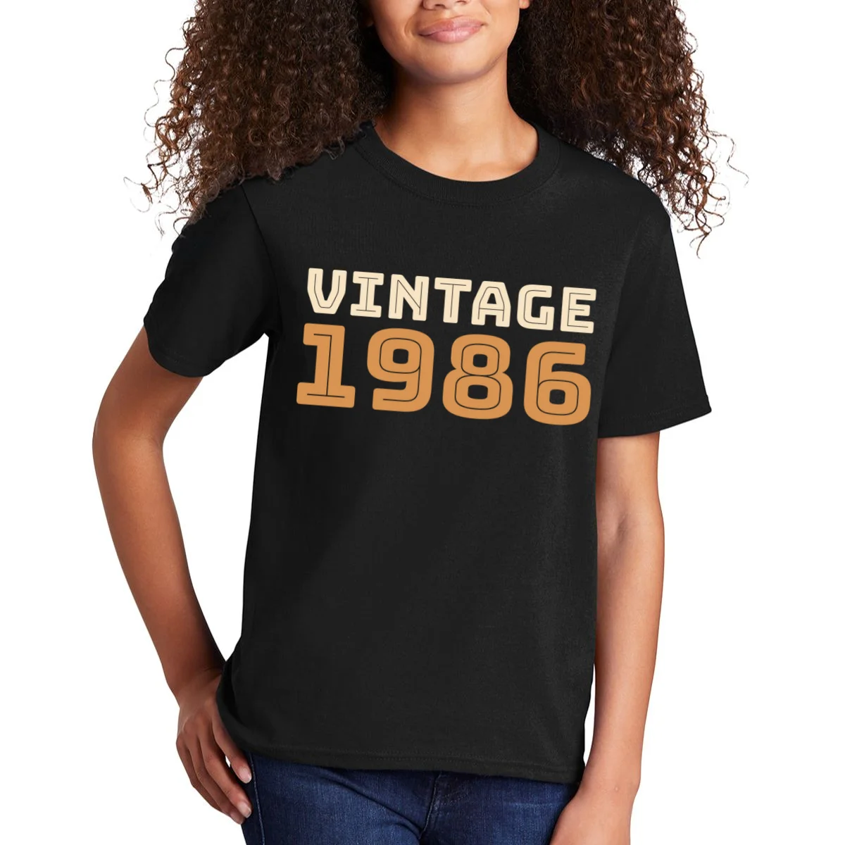 VINTAGE Retro Birthday Year Customizable Kids T-Shirt - Front 1