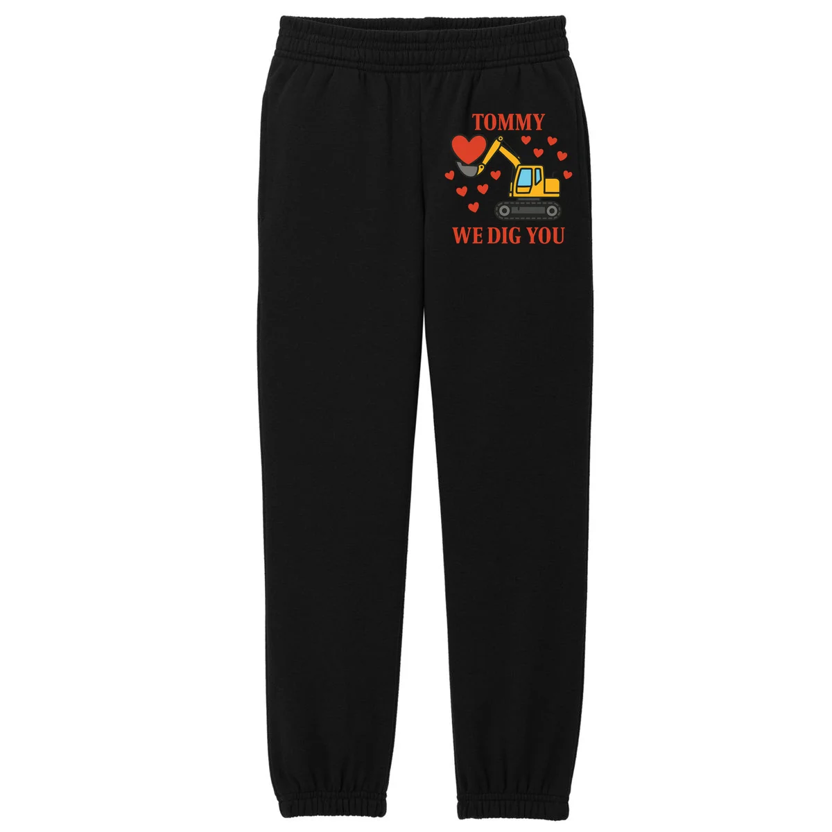 We Dig You Custom Name Birthday Construction Birthday Gift Kids Fleece Sweatpants - Front