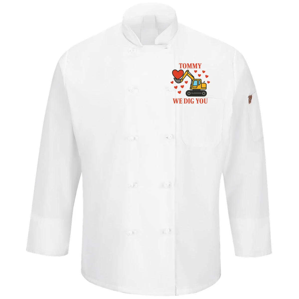 We Dig You Custom Name Birthday Construction Birthday Gift Men's Chef Coat - Front