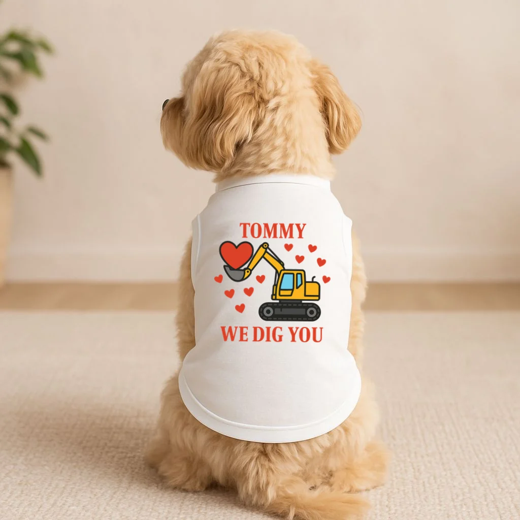 We Dig You Custom Name Birthday Construction Birthday Gift Doggie Tank - Front 1
