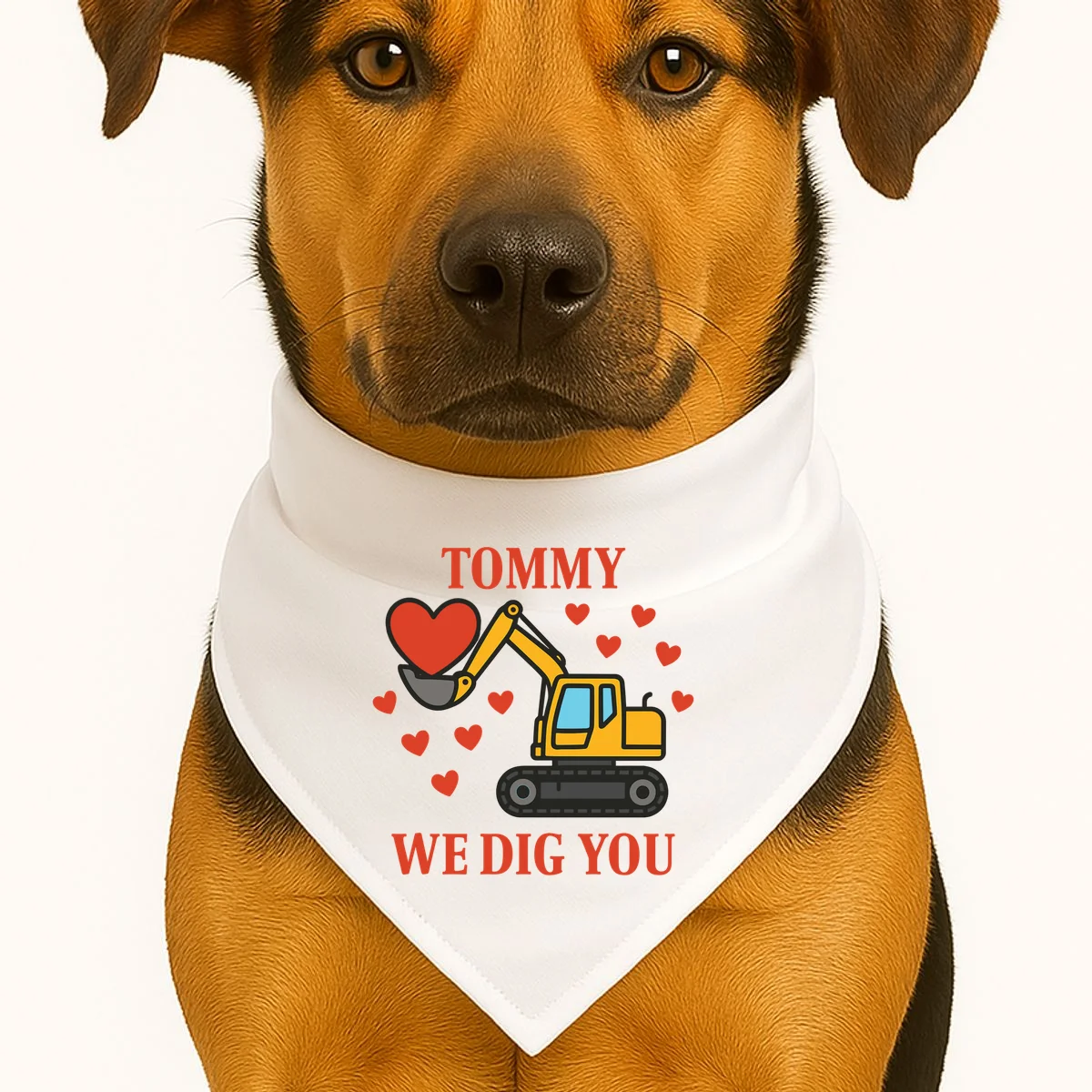 We Dig You Custom Name Birthday Construction Birthday Gift Dog Bandana - Front 1