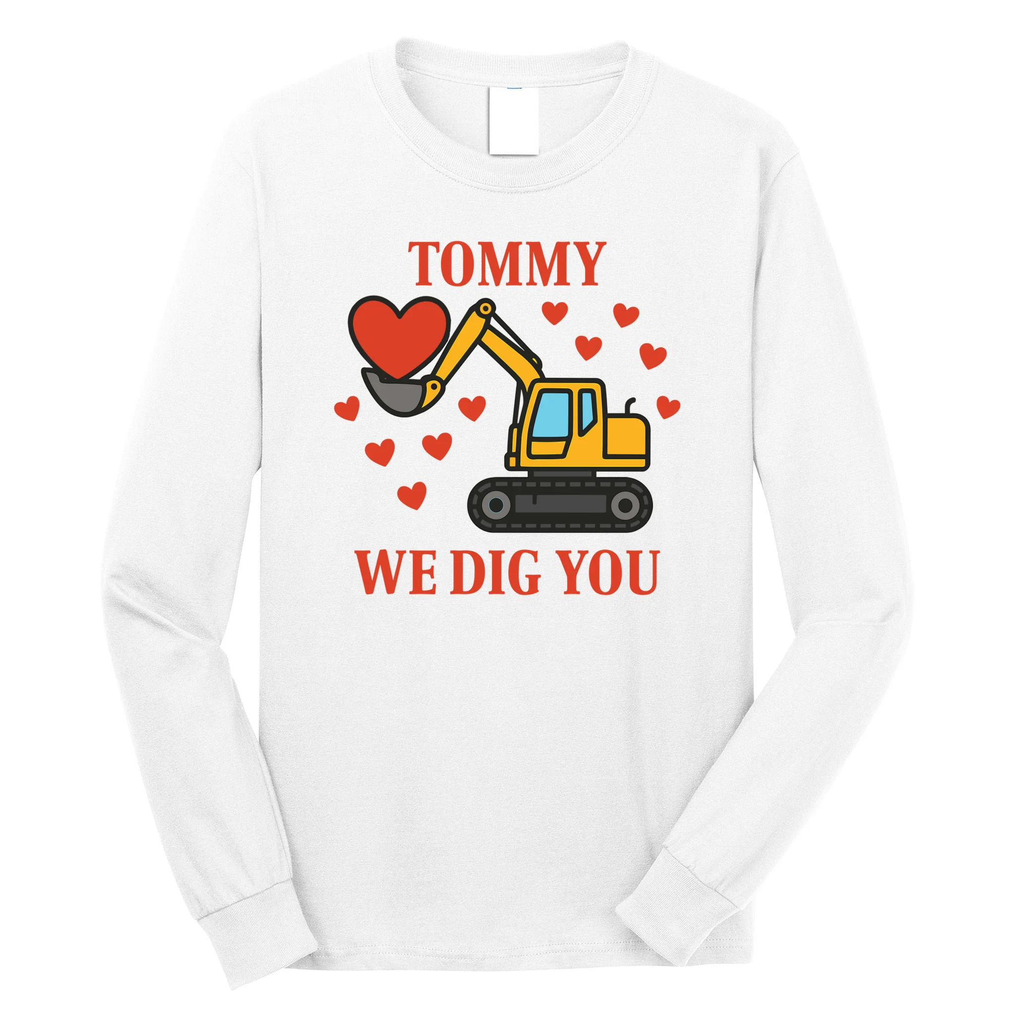 We Dig You Custom Name Birthday Construction Birthday Gift Men's Long Sleeve Shirt - Front