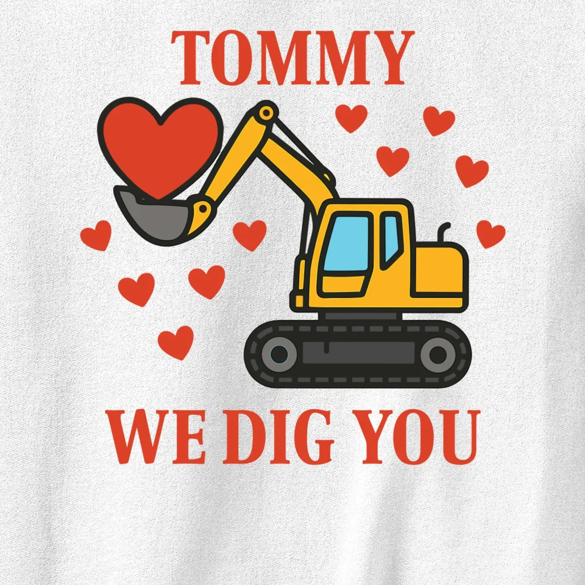 We Dig You Custom Name Birthday Construction Birthday Gift Men's Sweatshirt - Front - Close-up