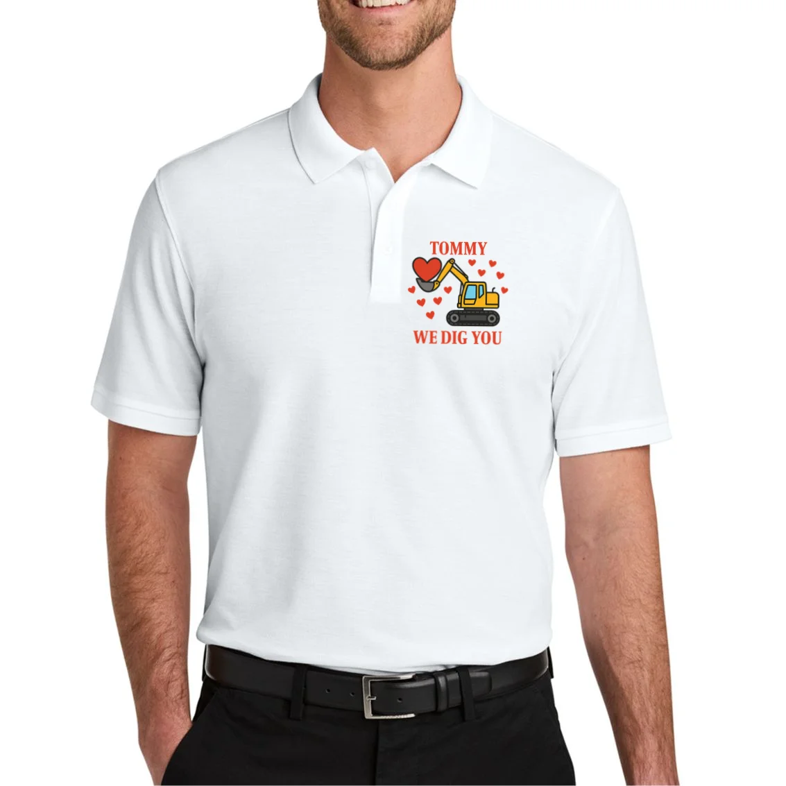 We Dig You Custom Name Birthday Construction Birthday Gift Men's Polo - Front 1