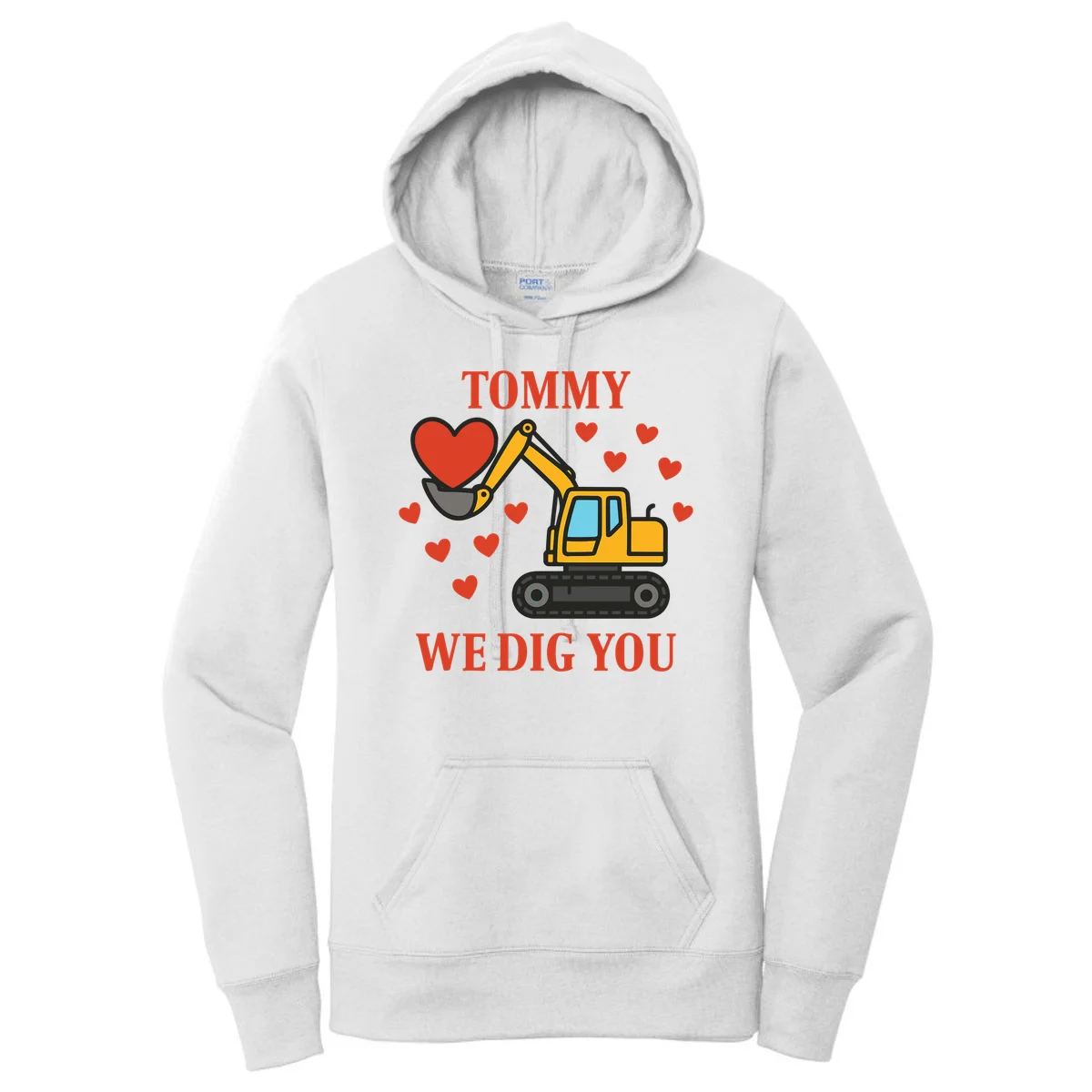 We Dig You Custom Name Birthday Construction Birthday Gift Women's Pullover Hoodie - Front