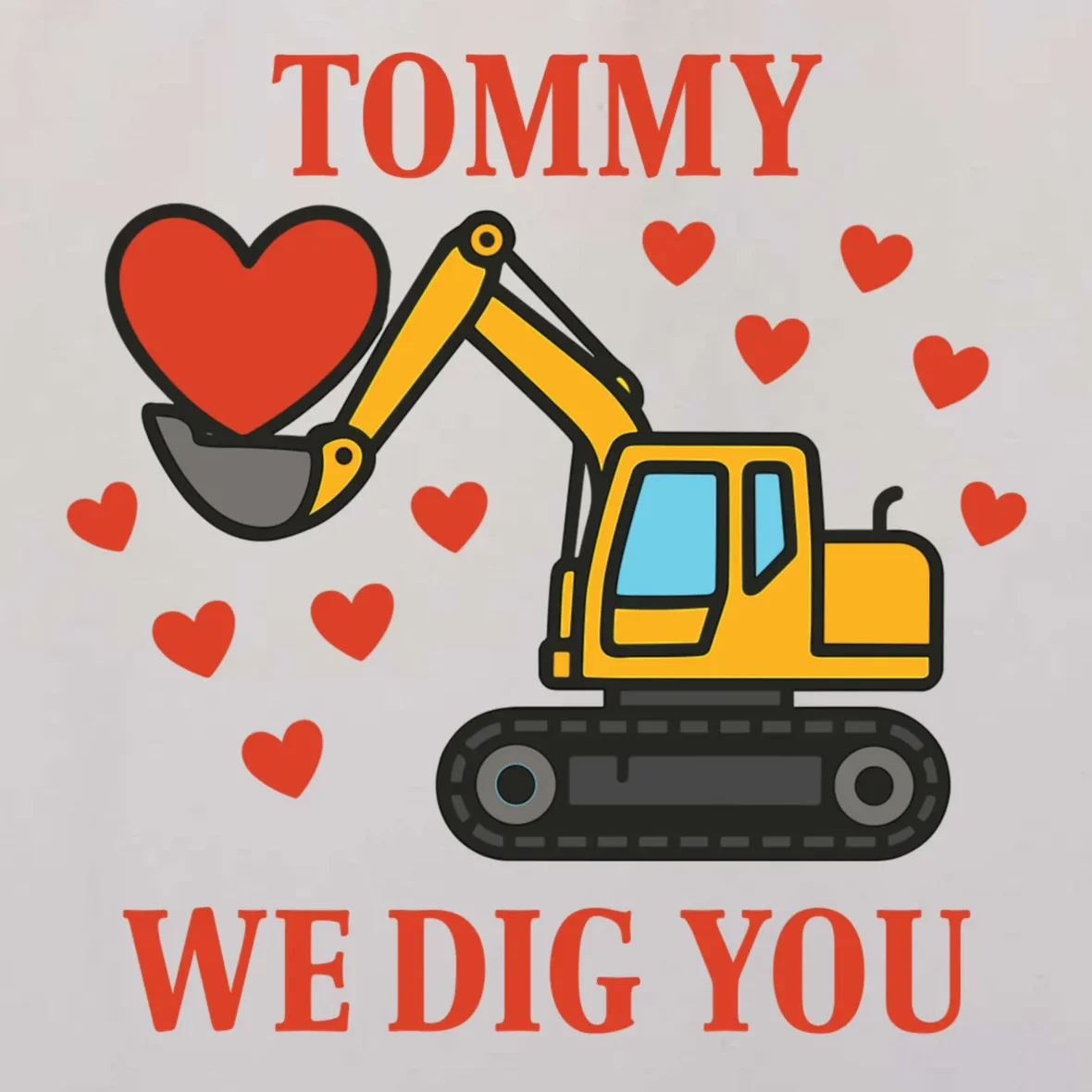 We Dig You Custom Name Birthday Construction Birthday Gift Tote Bag - Front - Close-up