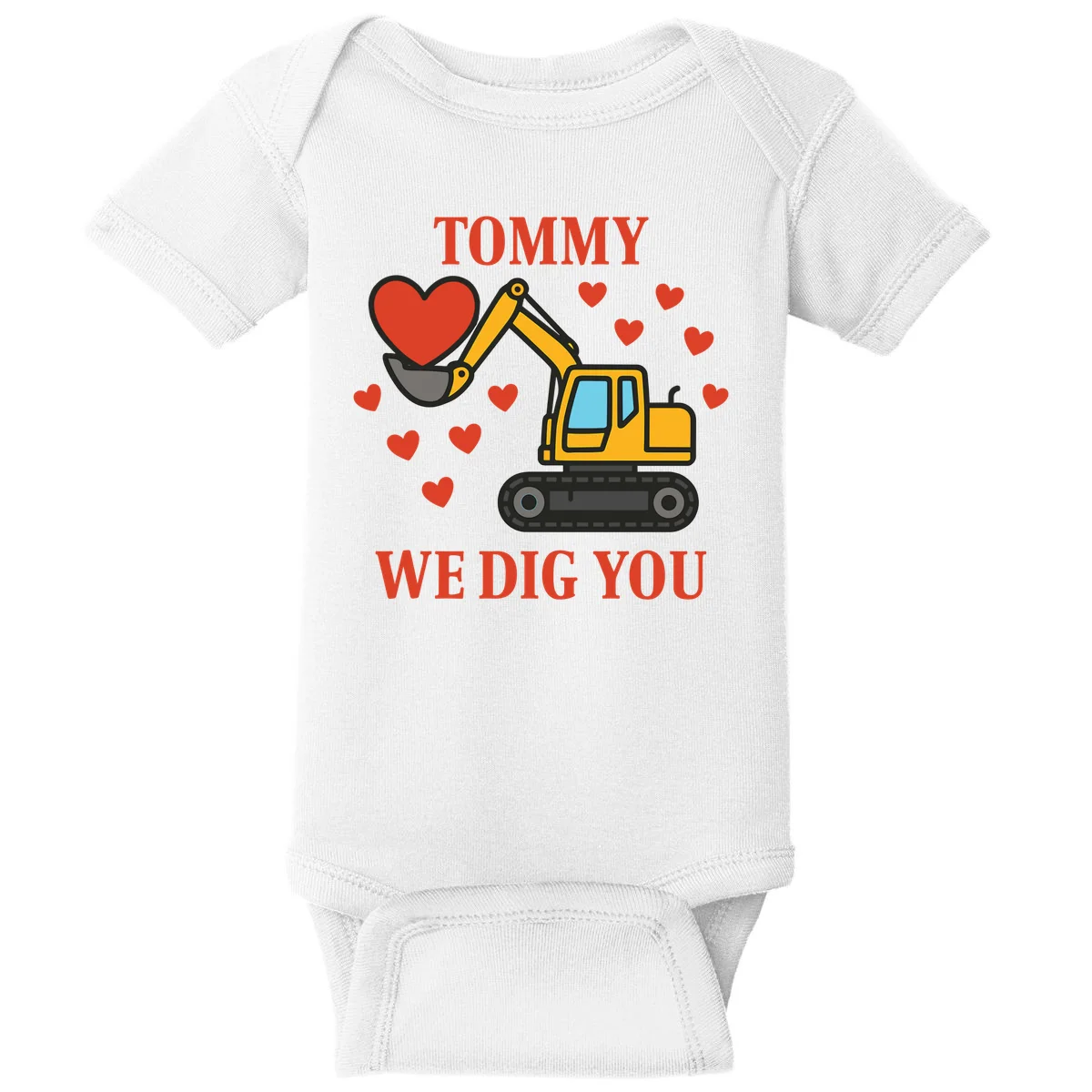 We Dig You Custom Name Birthday Construction Birthday Gift Baby Bodysuit - Front