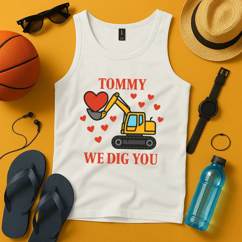 We Dig You Custom Name Birthday Construction Birthday Gift Tank Top - Front 3