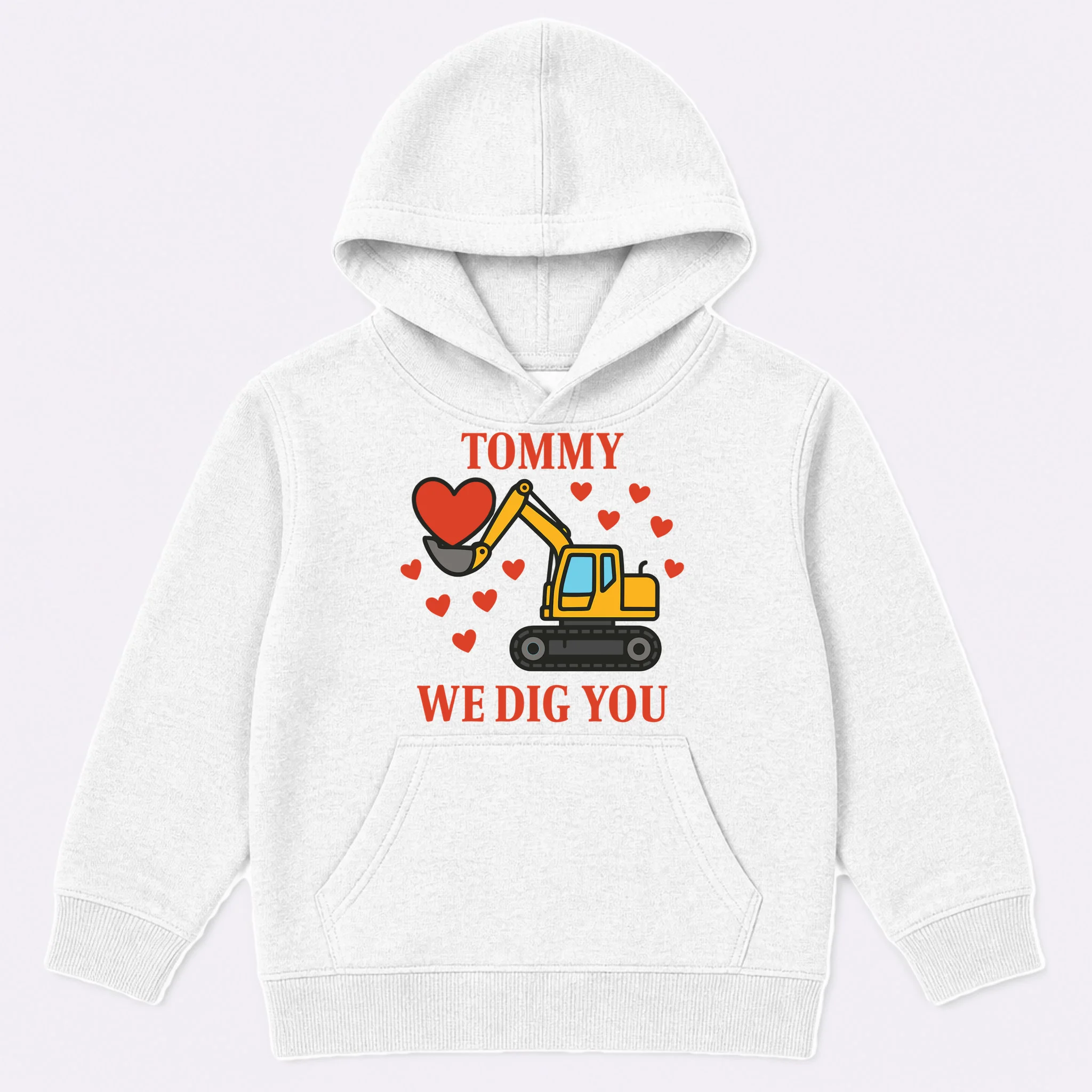 We Dig You Custom Name Birthday Construction Birthday Gift Kids Hoodie - Front
