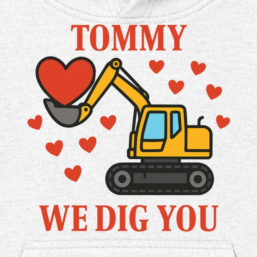 We Dig You Custom Name Birthday Construction Birthday Gift Kids Hoodie - Front - Close-up