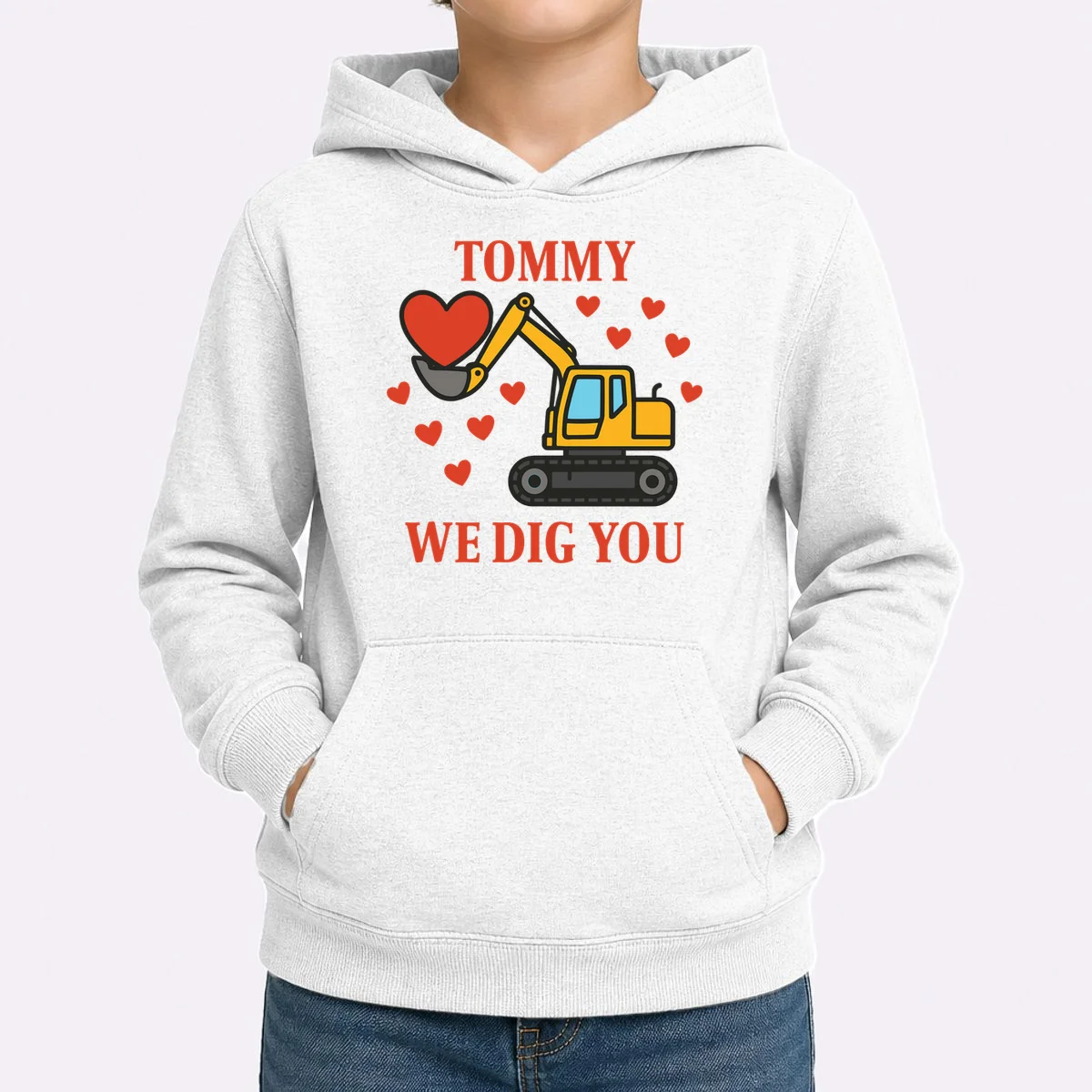 We Dig You Custom Name Birthday Construction Birthday Gift Kids Hoodie - Front 1