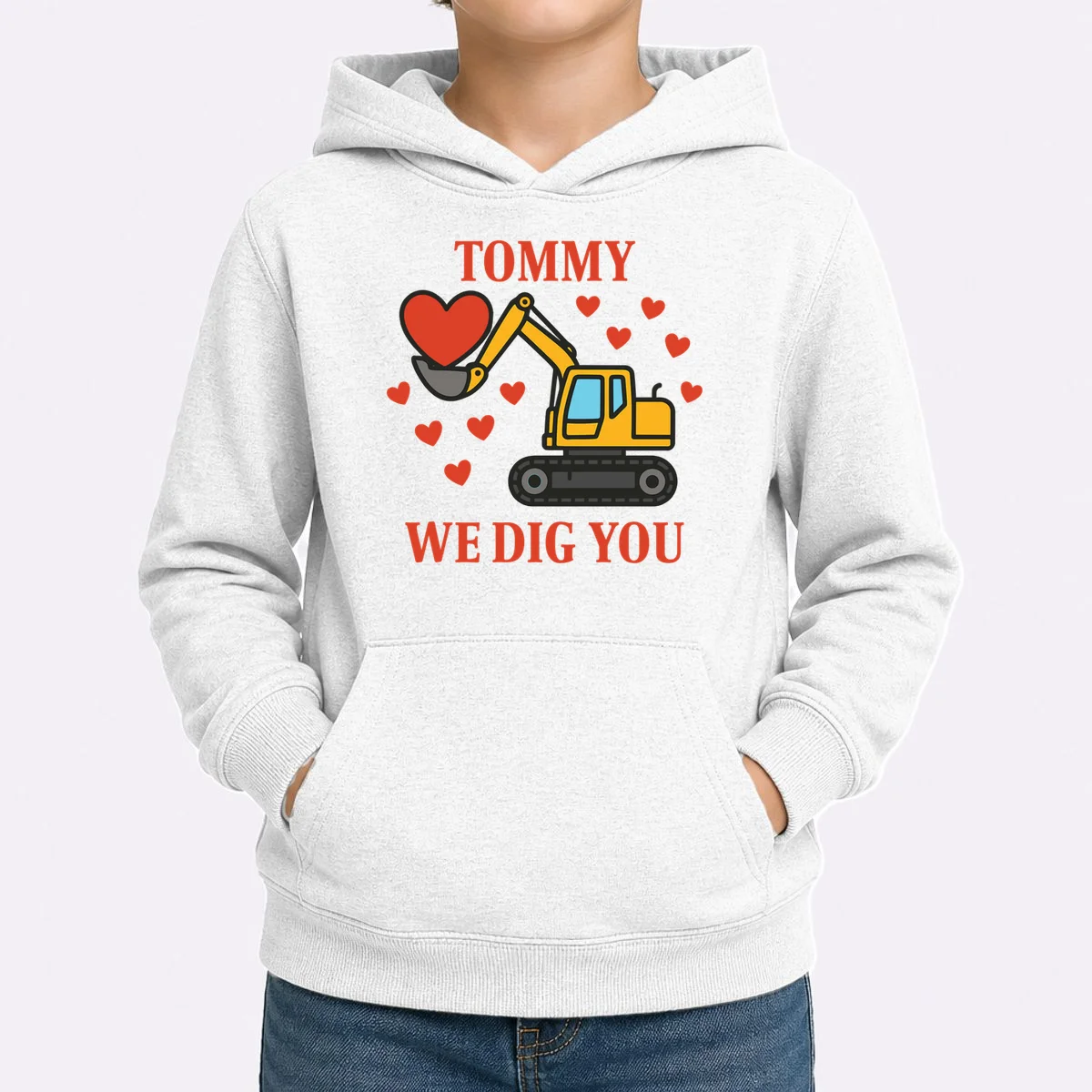 We Dig You Custom Name Birthday Construction Birthday Gift Kids Hoodie - Front 1