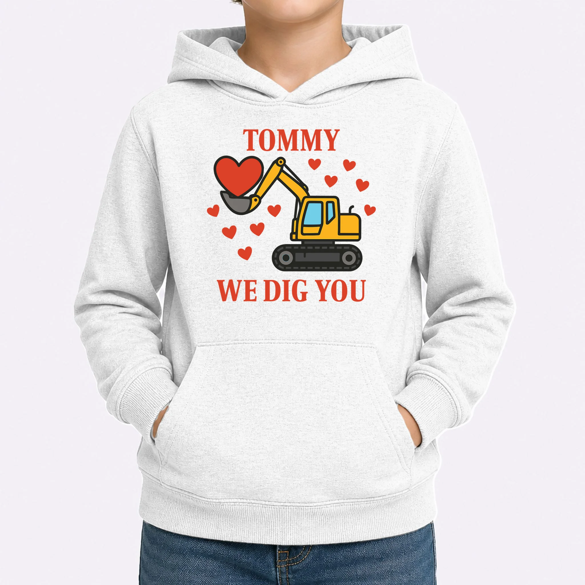 We Dig You Custom Name Birthday Construction Birthday Gift Kids Hoodie - Front 1
