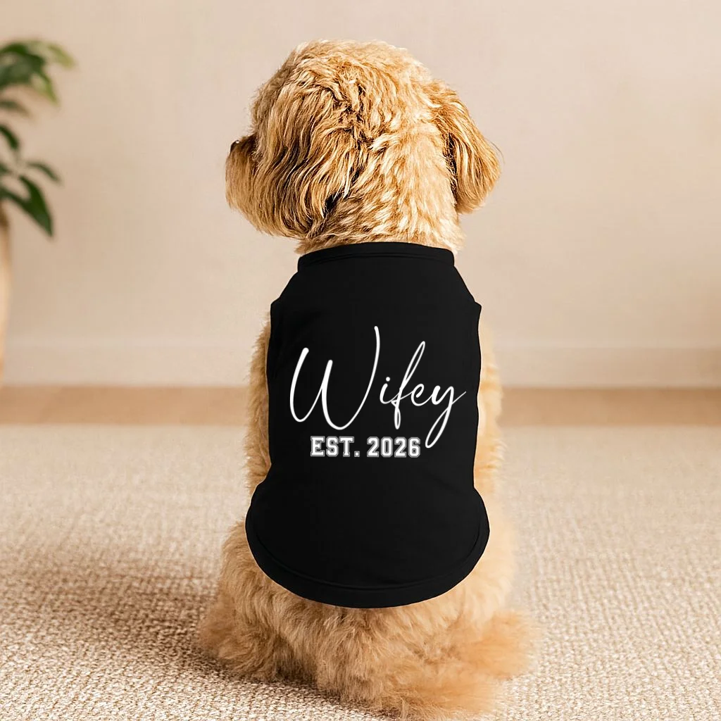 Wifey Personalized Wifey Est. 2026 Custom Year Doggie Tank - Front 1