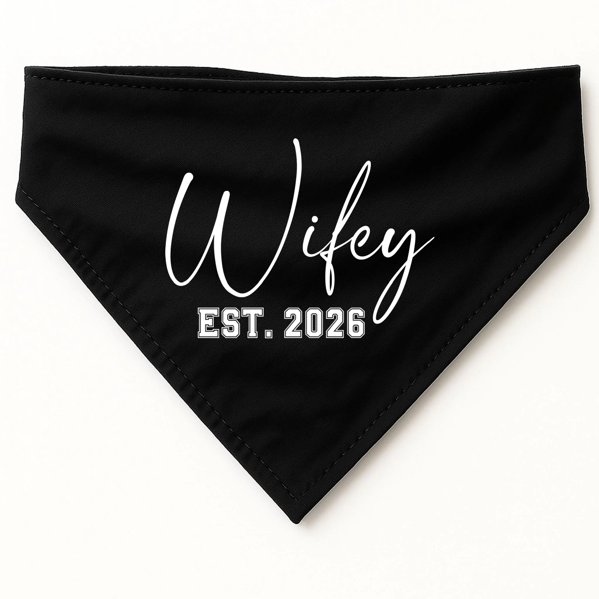 Wifey Personalized Wifey Est. 2026 Custom Year Dog Bandana - Front