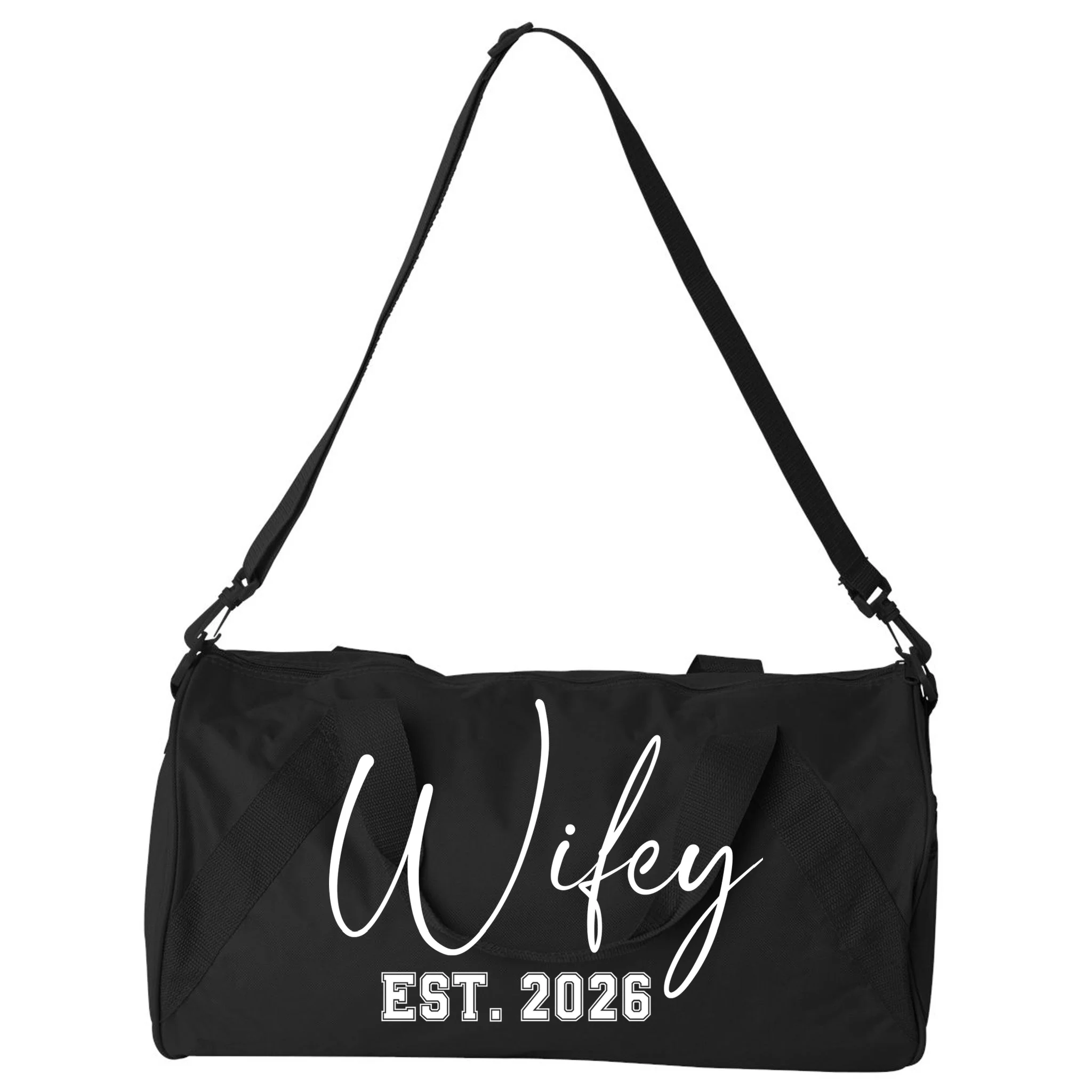 Wifey Personalized Wifey Est. 2026 Custom Year Duffel Bag - Front