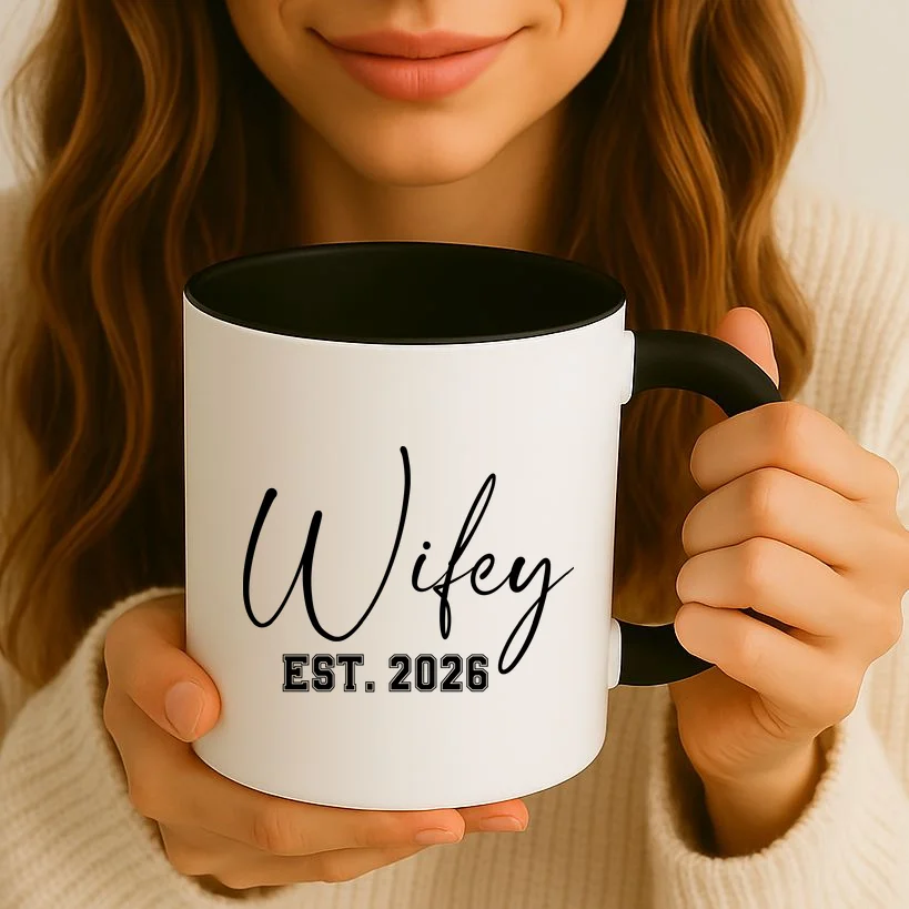 Wifey Personalized Wifey Est. 2026 Custom Year Coffee Mug - Front 2
