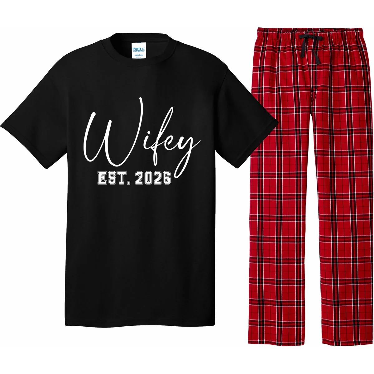 Wifey Personalized Wifey Est. 2026 Custom Year Pajama Set - Front