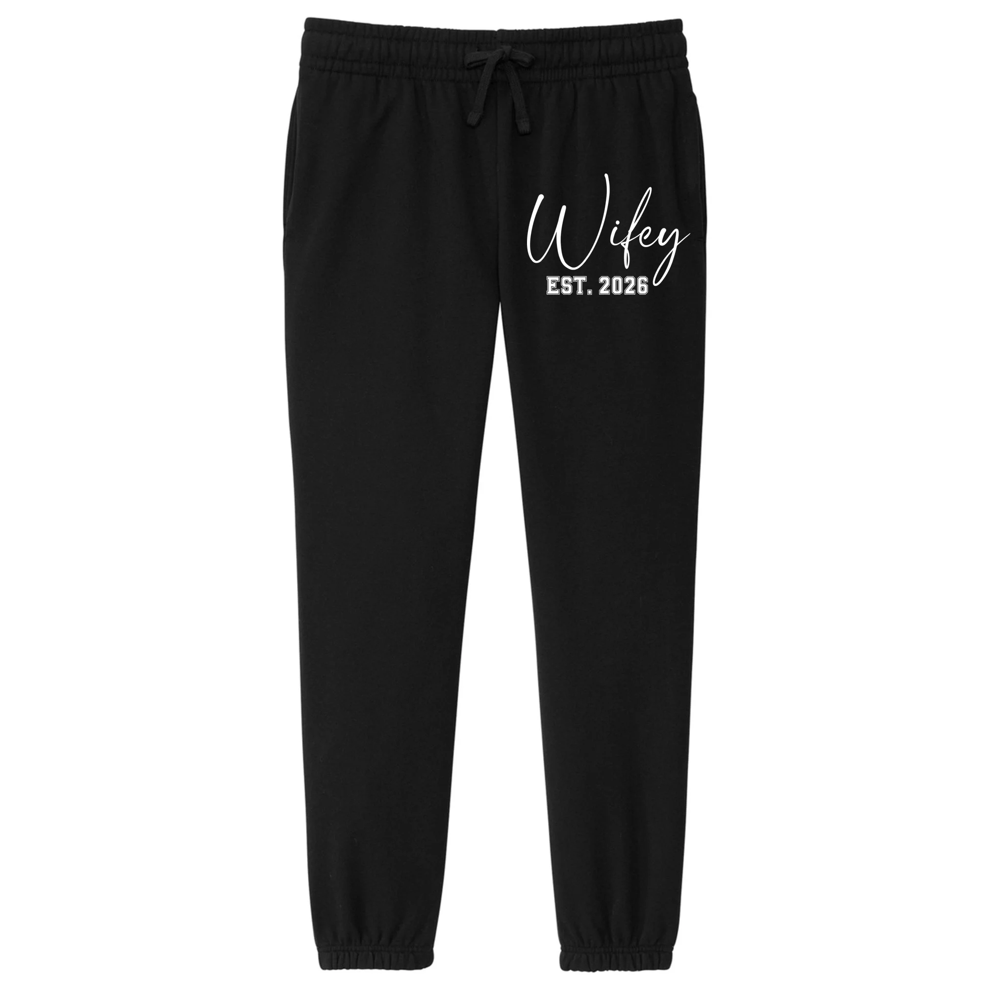 Wifey Personalized Wifey Est. 2026 Custom Year Women's Fleece Sweatpants - Front