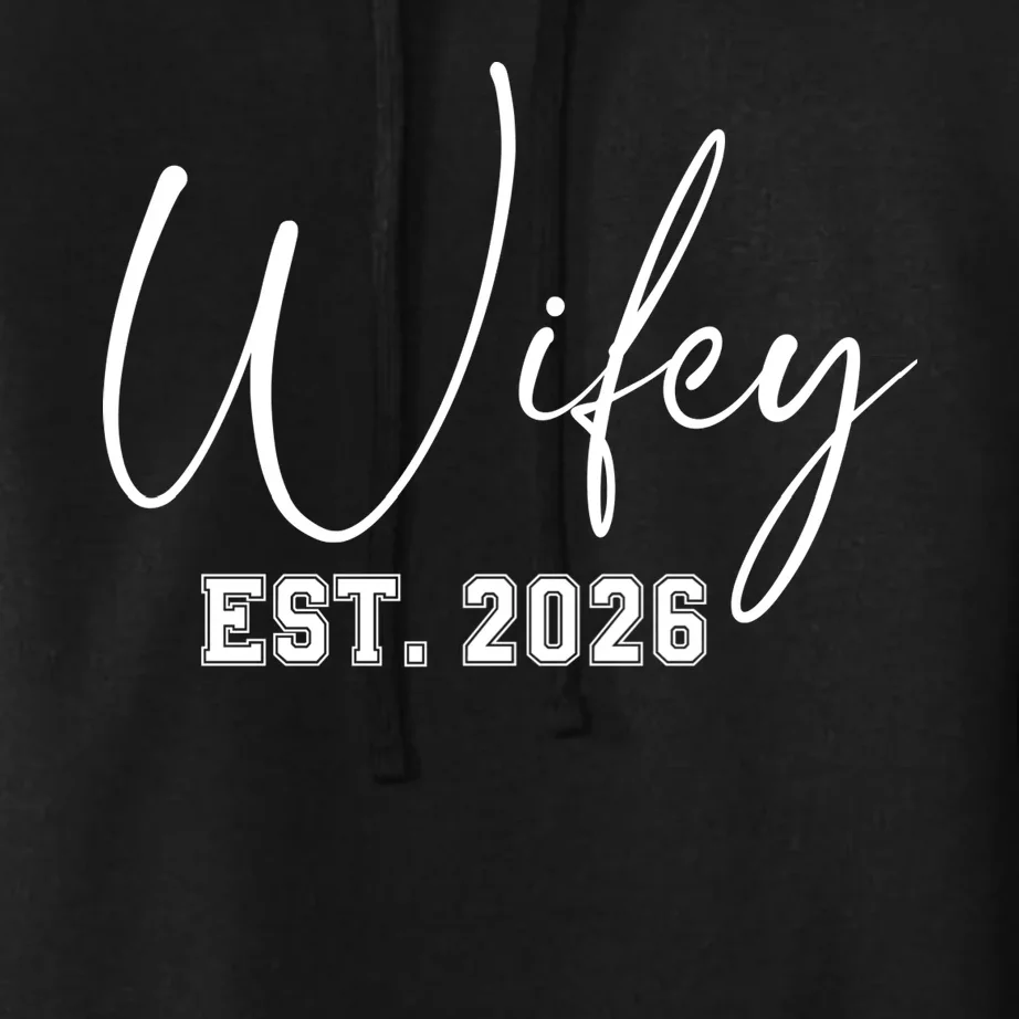 Wifey Personalized Wifey Est. 2026 Custom Year Women's Pullover Hoodie - Front - Close-up