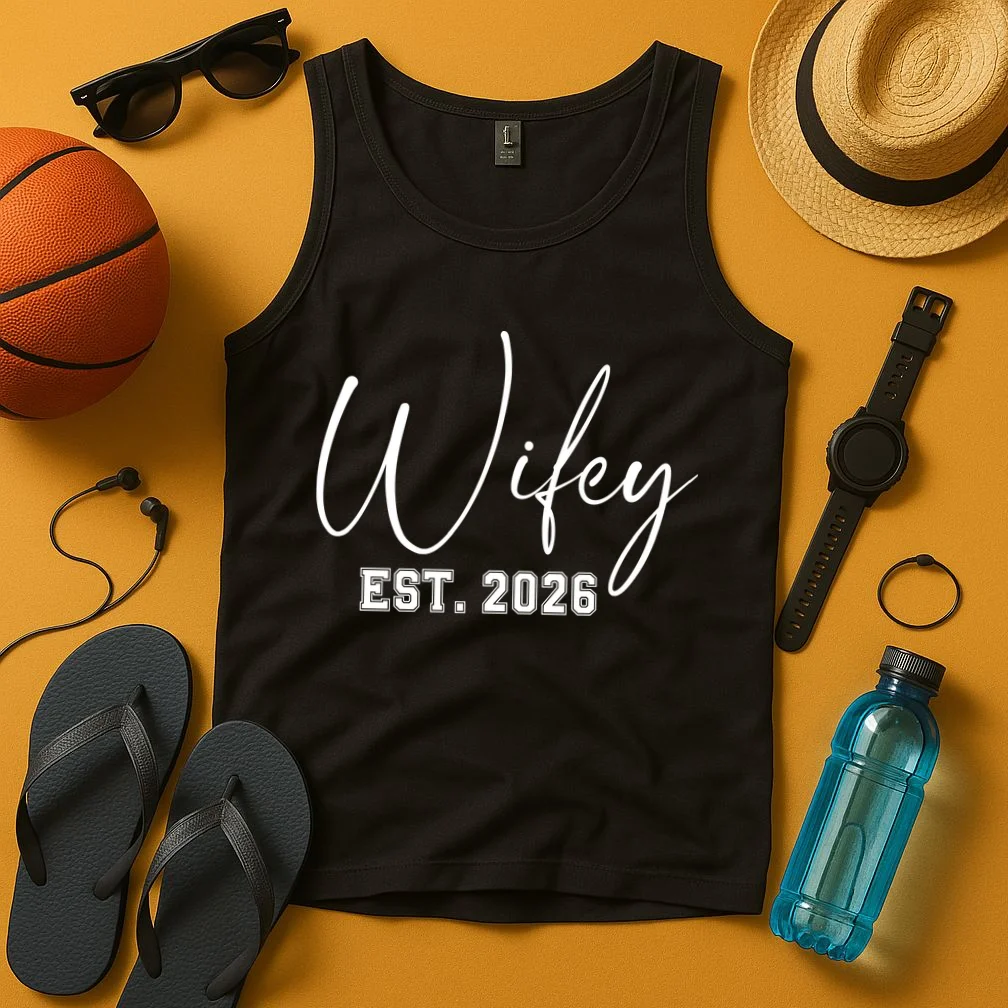 Wifey Personalized Wifey Est. 2026 Custom Year Tank Top - Front 3