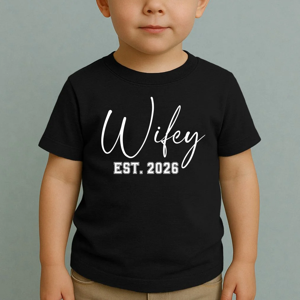 Wifey Personalized Wifey Est. 2026 Custom Year Toddler T-Shirt - Front 1