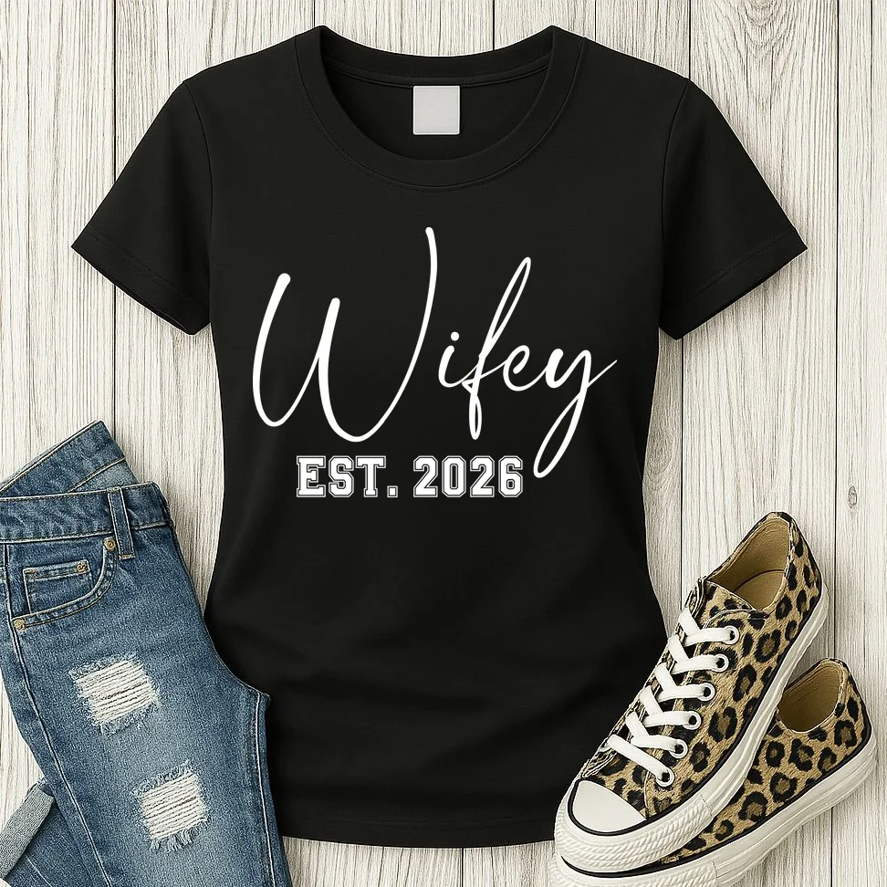 Wifey Personalized Wifey Est. 2026 Custom Year Women's T-Shirt - Front 2