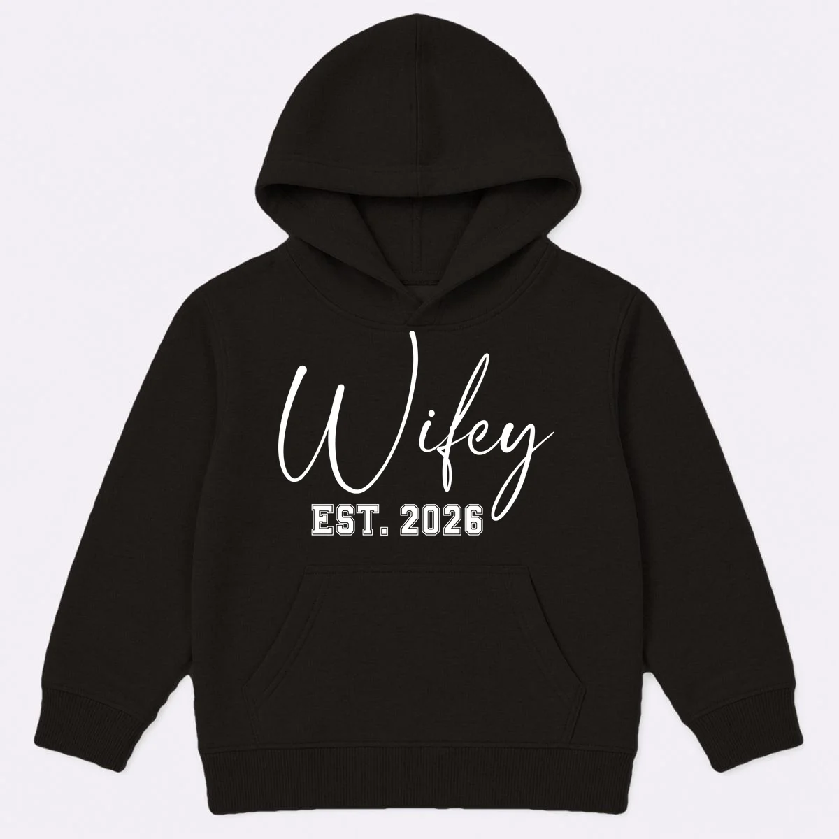 Wifey Personalized Wifey Est. 2026 Custom Year Kids Hoodie - Front