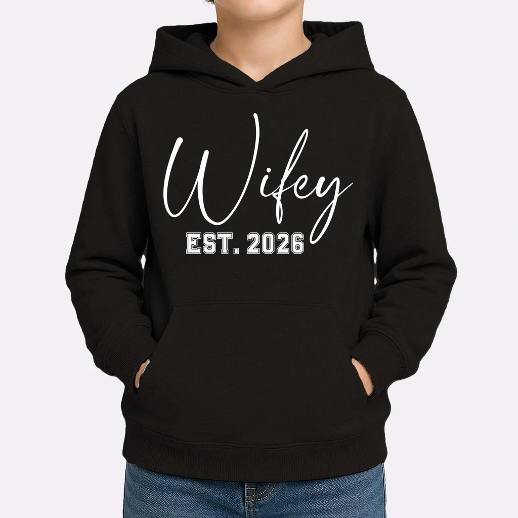 Wifey Personalized Wifey Est. 2026 Custom Year Kids Hoodie - Front 1