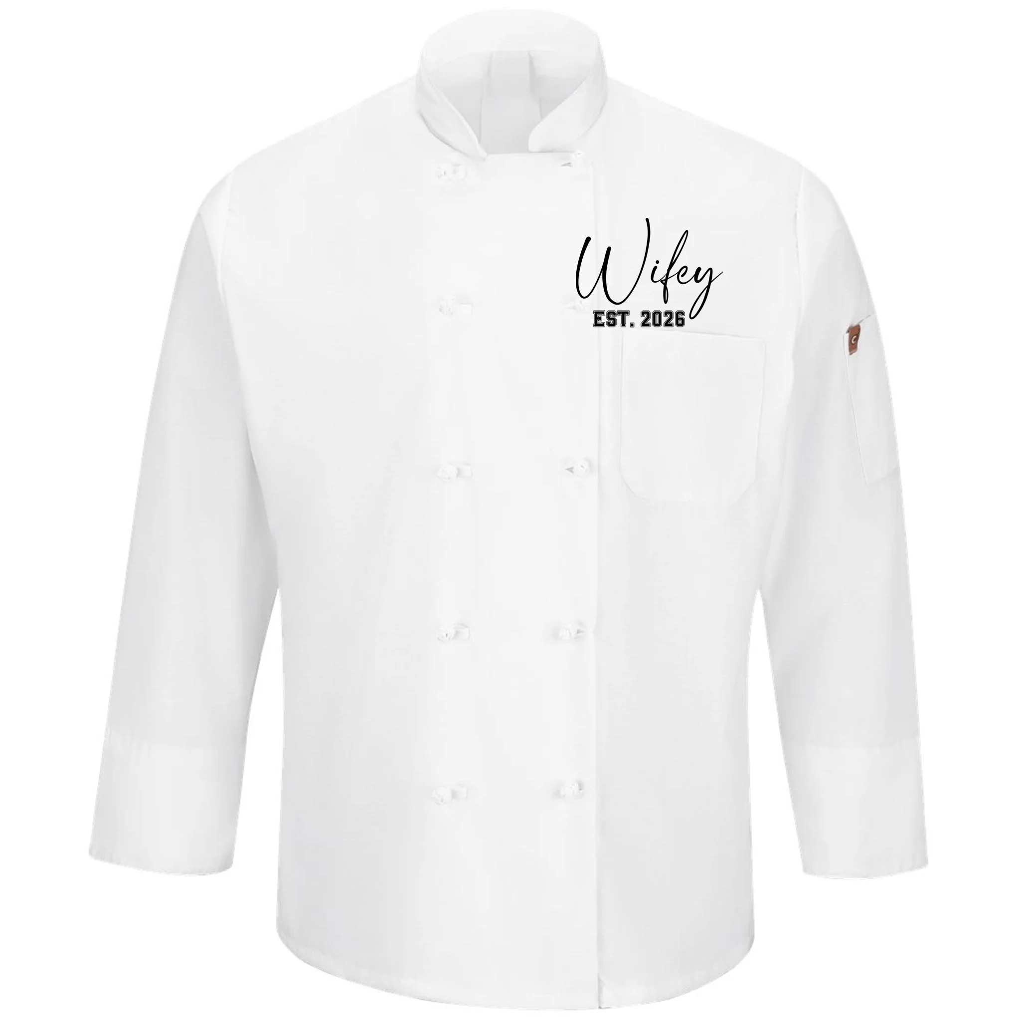 Wifey Personalized Wifey Est. 2026 Custom Year Men's Chef Coat - Front
