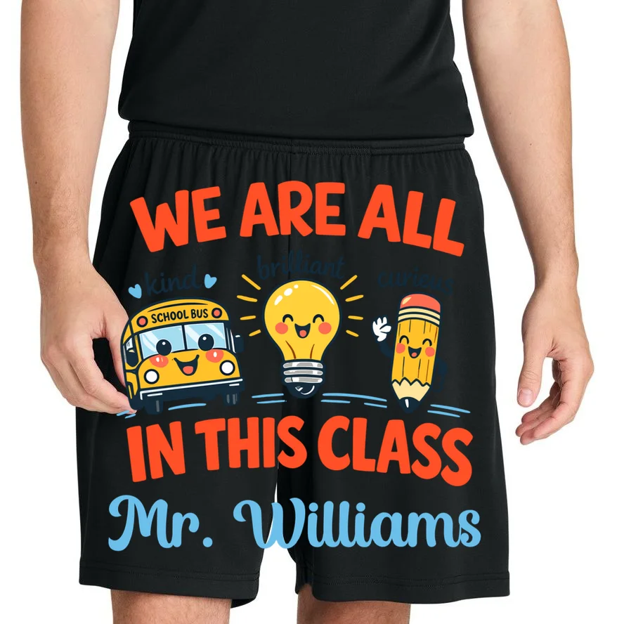 We Are All In This Class Custom Grade Level Teacher Name Men's Shorts - Front 1