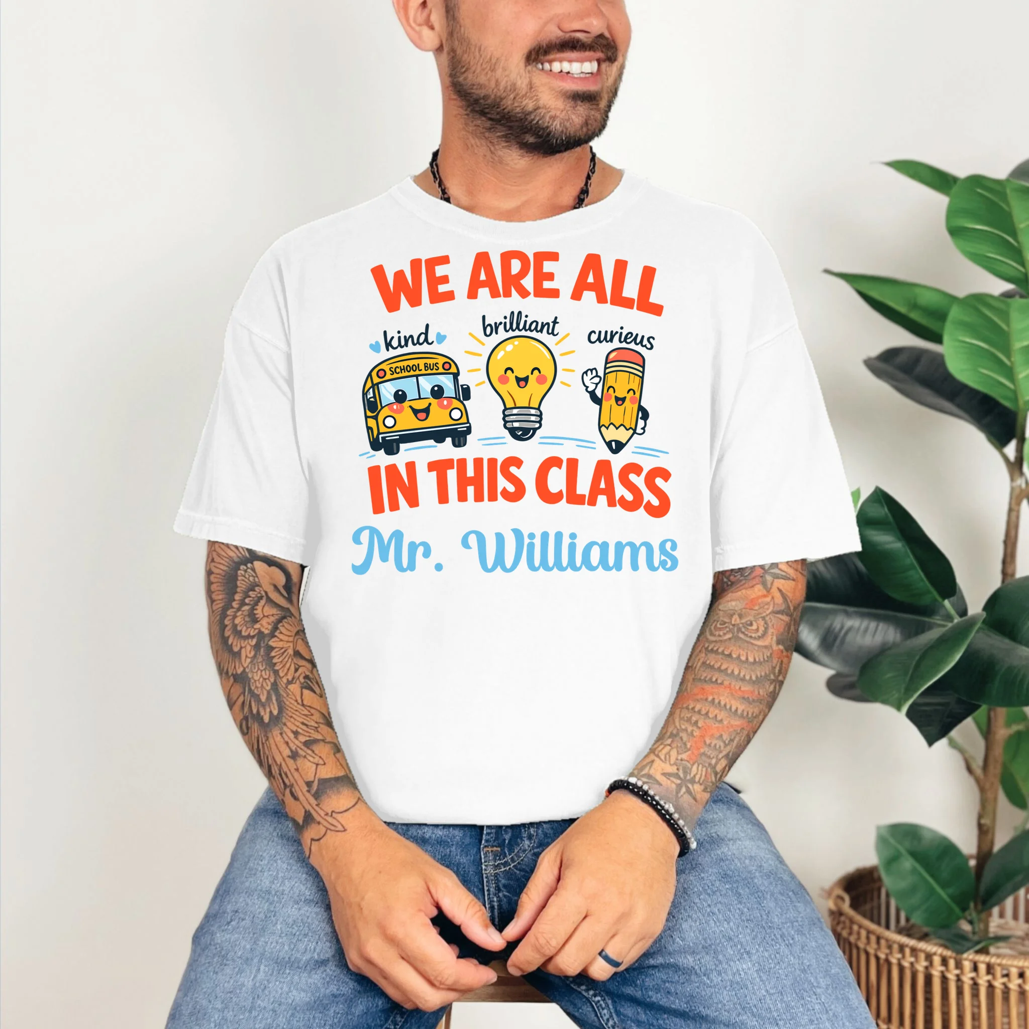 We Are All In This Class Custom Grade Level Teacher Name T-Shirt - Front 2