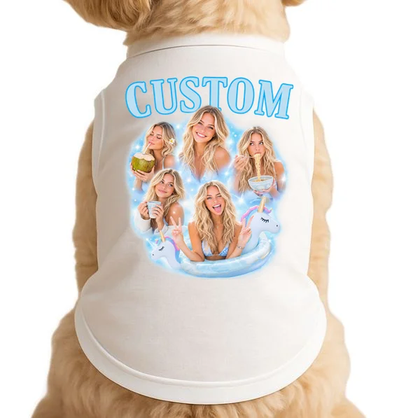 Custom Photo Collage Personalized Name Gift - Multi Photo Portrait Custom Design Doggie Tank Front